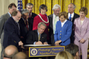 POTUS Secretary Gutierrez  and NOAA officials participate in signing  for the 14th National Marine Sanctuary