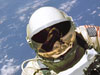 Closeup of an astronaut engaged in EVA