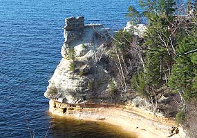 Miners Castle is the most familiar feature of the Pictured Rocks cliffs. It is easily accessible by automobile.