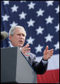 President George W. Bush delivers remarks on comprehensive immigration reform Tuesday, May 29, 2007, during a visit to the Federal Law Enforcement Training Center in Glynco, Ga. Said the President, "We have a mission, a vital mission, and that's to protect our country. And it gives me great confidence when I meet you to tell the American people there's a lot of decent souls doing everything they can to provide security for the American people. So, thanks." White House photo by Eric Draper