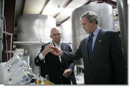 President George W. Bush tours the Virginia Biodiesel Refinery in West Point, Va., Monday, May 16, 2005. White House photo by Eric Draper