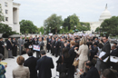 Speaker at podium during Trade Rally