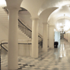 Interior hallway with columns.