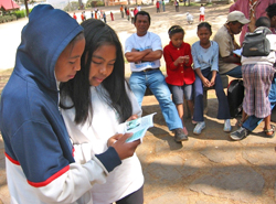 Malagasy scouts preparing for a community outreach event to help fight against HIV.