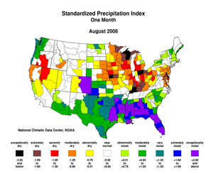 Map showing Standardized Precipitation Index