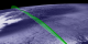 A slice of ICESat elevation data (170 meter post-spaced) near the Amery coast laying over a flat RADARSAT texture.