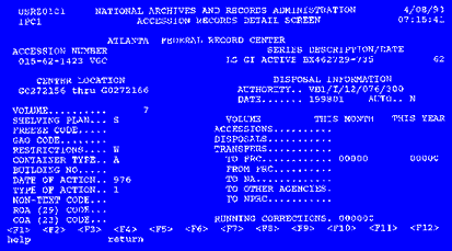 Accession Record Detail Screen