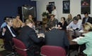 Secretary Gutierrez briefs members of the press