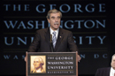 Secretary Gutierrez speaks to the audience at George Washington University