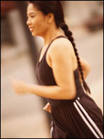 a picture of a woman running