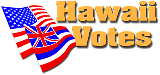Hawaii Votes logo with USA and Hawaii flags waving