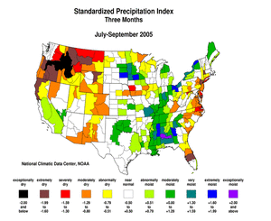 Map showing 3-month Standardized Precipitation Index