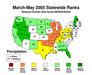 Map showing Statewide Precipitation Ranks