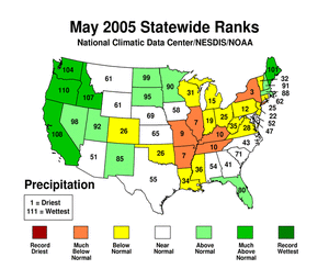 Map showing Statewide Precipitation Ranks