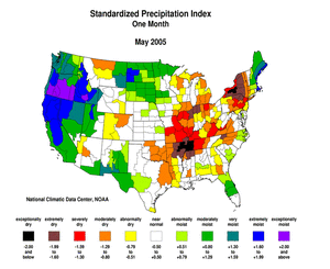 Map showing Standardized Precipitation Index