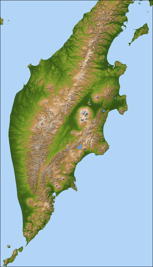 Terrain Map, Kamchatka Peninsula