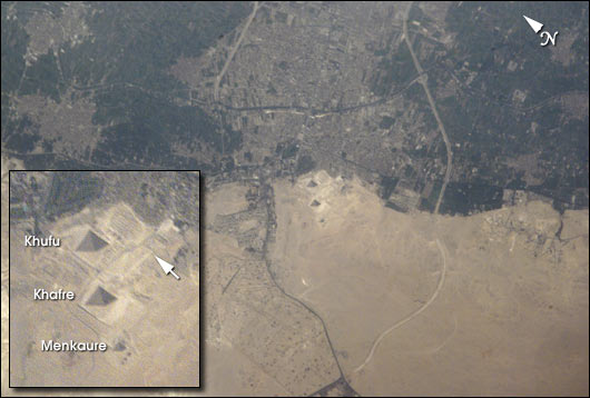 Space Station view of the Pyramids at Giza