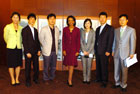 Secretary Rice with KBS TV Anchorwoman Jung Se-jin [right] and Staff at Shilla Hotel in Seoul. 