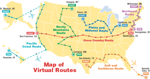 Map of virtual routes