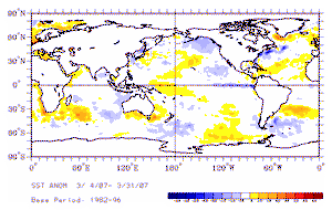 March Sea-Surface Temperature Anomalies