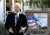 Defense Secretary Robert M. Gates speaks with the press after touring the Restoration and Resilience Center on Fort Bliss, El Paso, Texas, May 1, 2008. The center, an all-volunteer program, was designed to treat soldiers who return from combat with post traumatic stress syndrome and eventually return them to the force.  