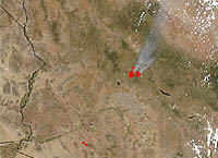 Satellite image of fires at Cave Creek in Arizona