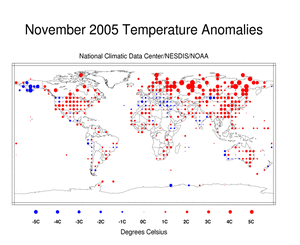 Current months Land SurfaceTemperature Dot map