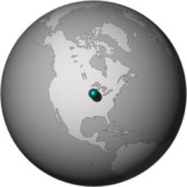 Image of the globe centered at 40 degrees latitude and -90 degrees longitude.