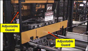 Ensure adjustable guards are properly adjusted to prevent access to knife blades. 