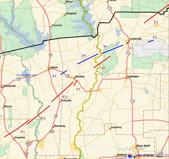 Map of Nov. 23rd, 2004 tornado tracks
