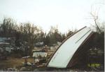 Mobile home debris and boat strewn by the tornado