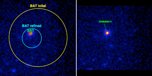 Xray image of the gamma ray burst GRB 060614 taken by the XRT instrument on Swift.