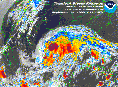 Satellite presentation of Tropical Storm Frances, 1998