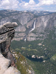 Yosemite Falls as seen from Glacier Point, 3,200 feet above floor of Yosemite Valley