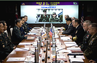 Chairman of the Joint Chiefs of Staff U.S. Navy Adm. Michael G. Mullen and Korean Chairman of the Joint Chiefs of Staff Gen. Kim Kwan-Jin open the 29th Military Committee Meeting discussing the progress of transferring wartime operational control of Korean troops to Seoul, Republic of Korea, Nov. 6, 2007. Defense Dept. photo by U.S. Navy Petty Officer 1st Class Chad McNeeley