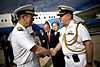 U.S. Navy Adm. Mike Mullen, chairman of the Joint Chiefs of Staff, meets Australian Rear Adm. Raydon Gates in Canberra, Australia, Feb. 22, 2008. Mullen is visiting the continent to attend the 2008 Australia-United States Ministerial Consultations.