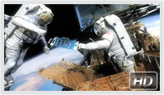 Artist concept of astronauts working on the Hubble
