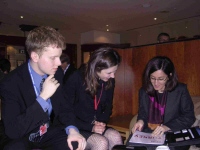Interns Laura Moran and Andrew Gilmour with Ayse Ozcan