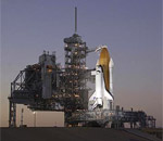 Space shuttle on launch pad
