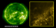 A synchronous play of SOHO/EIT (left) and TRACE (right) imagery from the 2003 Halloween Solar Storms.