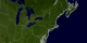 The East Coast of the United States. Blue Marble data set with state lines and country boundaries.