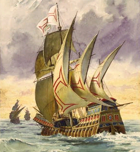 Image 
of watercolor of Vasco da Gama's ship