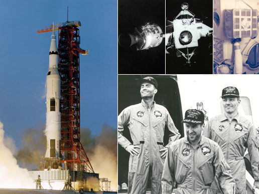 Apollo 13 crew and spacecraft