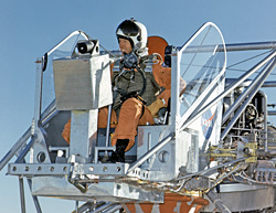 Pilot Joe Walker smiles after a 1964 LLRV test flight