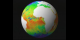 A globe of Sea Surface Temperature data without land.