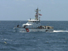 Rescue boat on Atlantic Ocean.