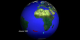 Sea surface temperature anomaly on a rotating globe for the period January 1982 through November 1988, as measured by NOAA AVHRR.  Red regions are 2 to 5 degrees warmer than normal and cyan regions are 2 to 5 degrees colder than normal.  The warm region in the Pacific early in this animation is the El Nino that occurred during the winter of 1982-1983.  The shades of blue on the background ocean represent sea surface temperature, with dark blues representing temperatures less than about 10 degrees Celsius.