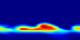 This animation shows chlorine monoxide (ClO) in the atmosphere from August 13 through October 15, 2004. Red represents high concentrations; blue represents low concentrations. The spatial resolution is low: each pixel covers an area of 5 degrees longitude by 2 degrees latitude, so the entire world (except for 1 degree at each pole) is covered by the 72x89 pixel images.