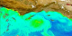 Transitions between relatively cloud free scenes of the Los Angeles region, using true color land and clouds with false color-chlorophyll water images, all from SeaWiFS