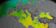 This animation shows a 32-day moving average of SST data spanning July 4, 2002 to October 23, 2006.  The animation starts over Europe, pans across the Atlantic, and settles in over the Gulf Stream.